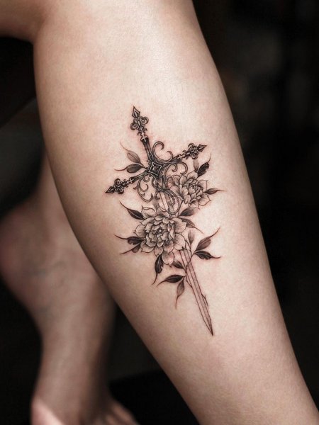 Sword Calf Tattoo