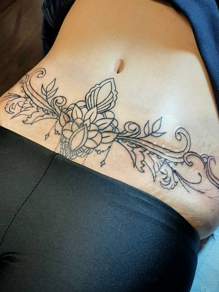 Tattoo To Cover Tummy Tuck Scar
