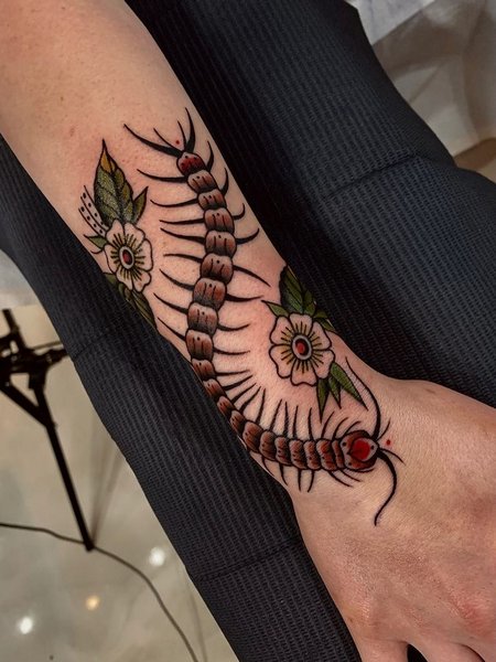 Traditional Centipede Tattoo