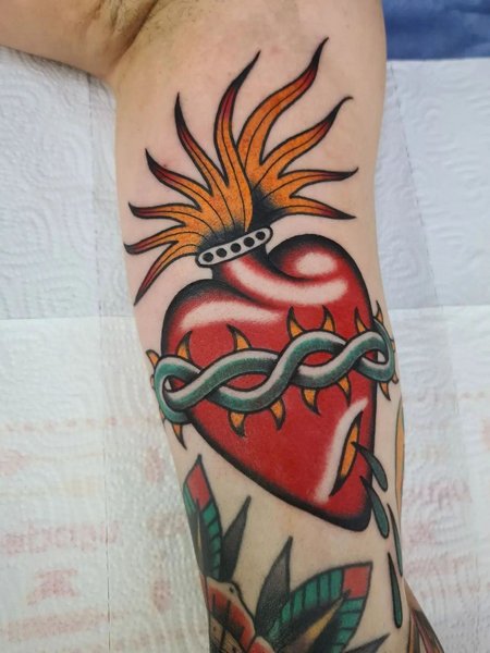 Traditional Sacred Heart Tattoo