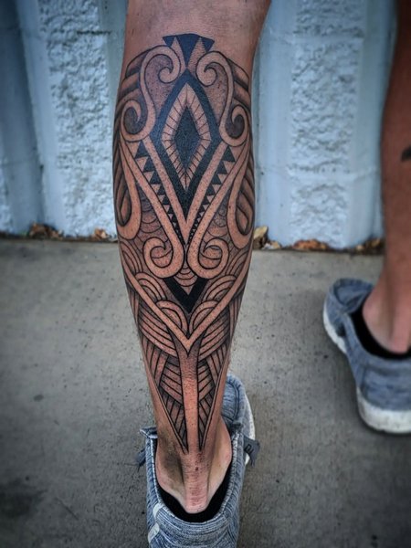 Tribal Calf Tattoo