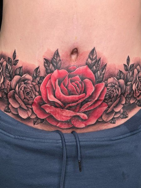 Tummy Tuck Scar Tattoo Cover Up