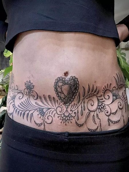 Tummy Tuck Scar Tattoo