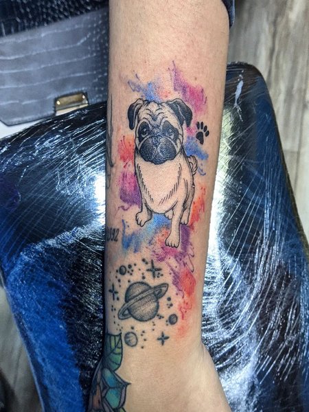 Watercolor Dog Tattoo