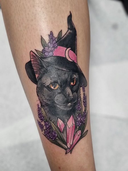 Witch Cat Tattoo