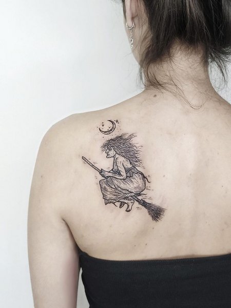 Witch Tattoo On Back