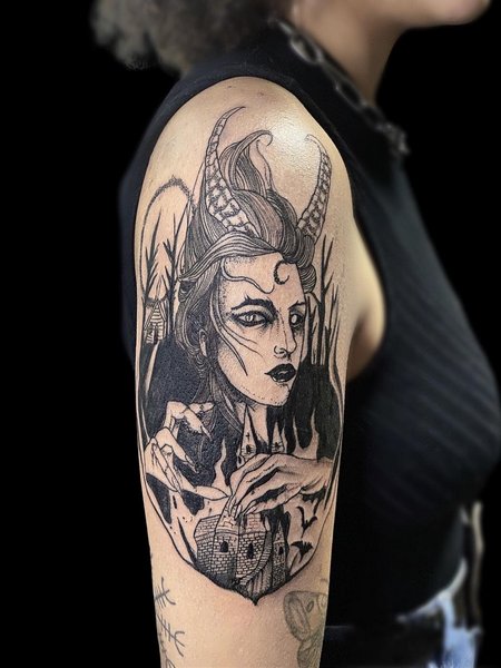 Witch Tattoo On Shoulder