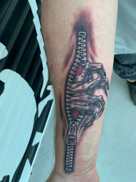 Zipper Tattoo On Arm