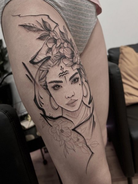 Aquarius Flower Tattoo