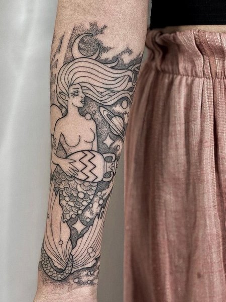 Aquarius Mermaid Tattoo