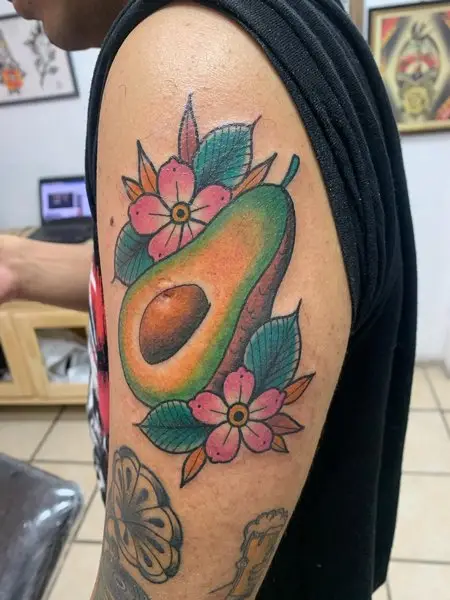 Avocado Shoulder Tattoo