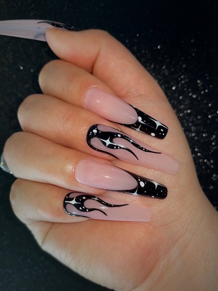 Black And Nude Nails