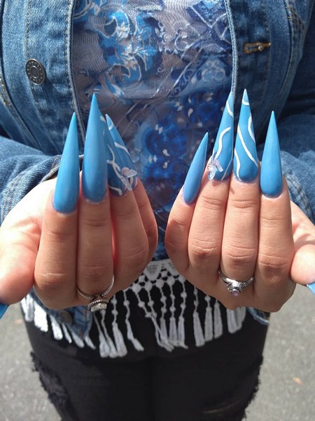 Blue Stiletto Nails