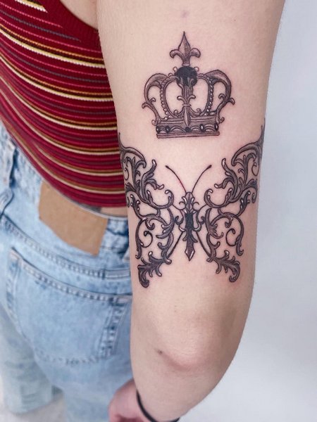 Butterfly And Crown Tattoo