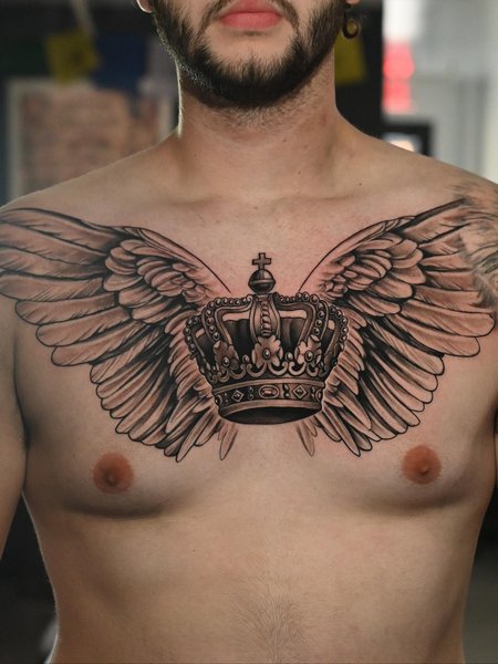 Crown Chest Tattoo