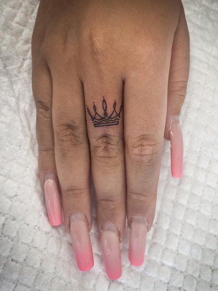 Crown Finger Tattoo