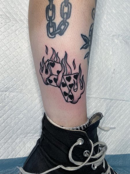 Dice Leg Tattoo