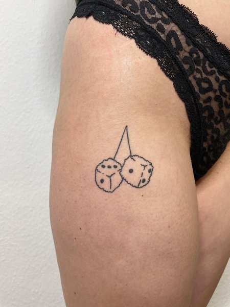 Dice Thigh Tattoo