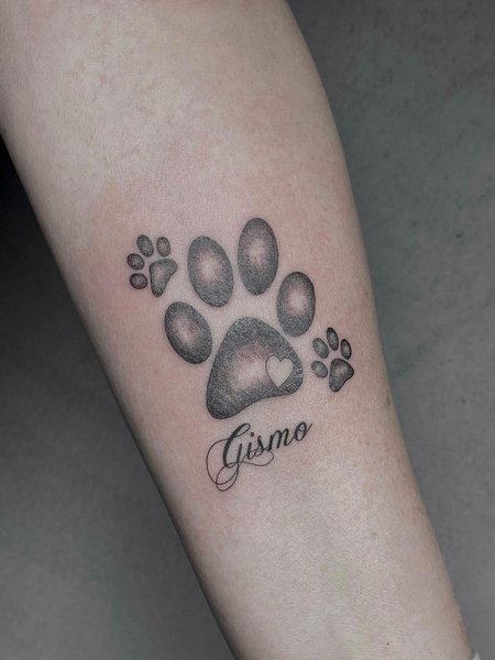 Dog Paw Tattoo With Name