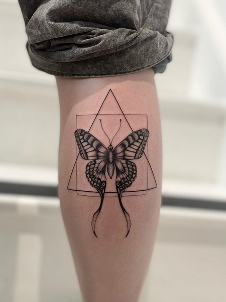 Geometric Moth Tattoo