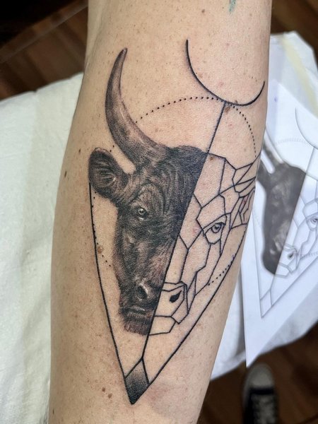 Geometric Taurus Tattoo