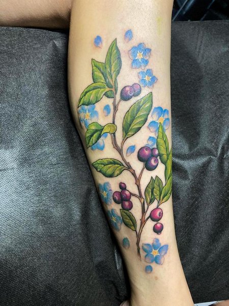 Huckleberry Plant Tattoo