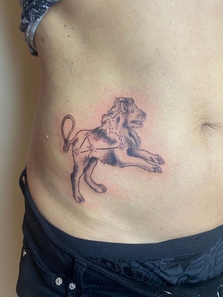 Leo Stomach Tattoo