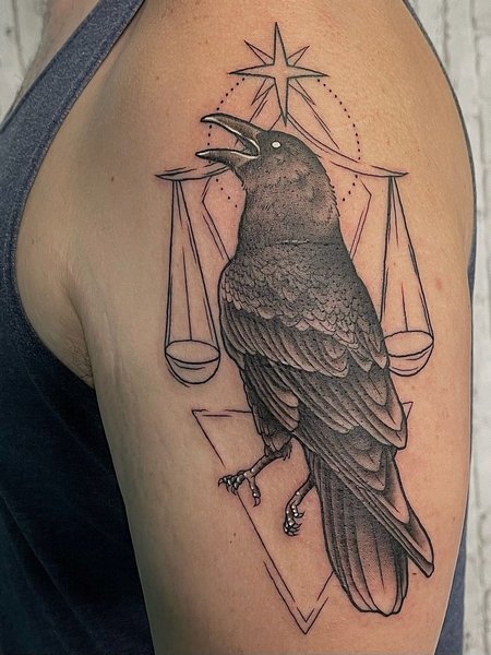 Libra And Crow Tattoo