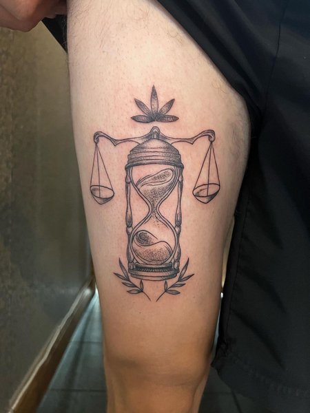 Libra And Hourglass Tattoo
