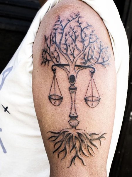 Libra And Tree Of Life Tattoo