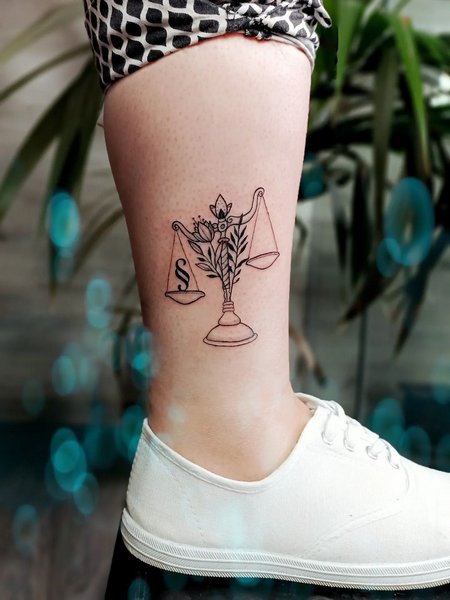Libra Ankle Tattoo