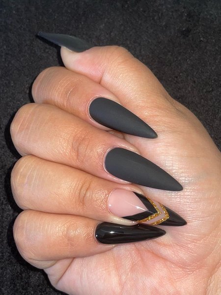 Matte Black Stiletto Nails