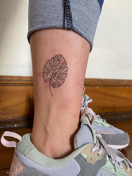 Monstera Ankle Tattoo