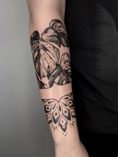 Monstera Forearm Tattoo