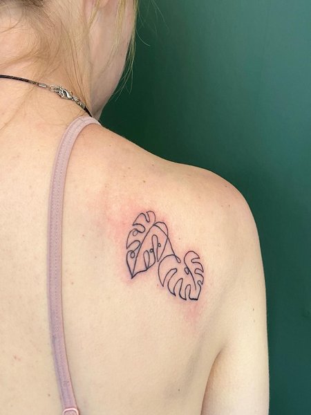 Monstera Line Tattoo