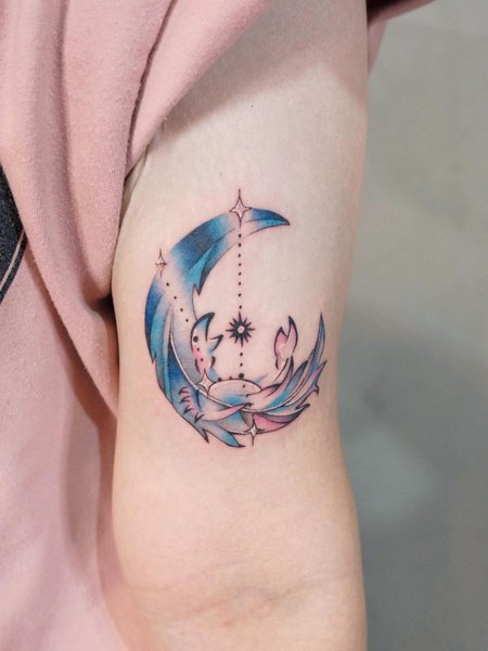 Moon Cancer Zodiac Tattoo