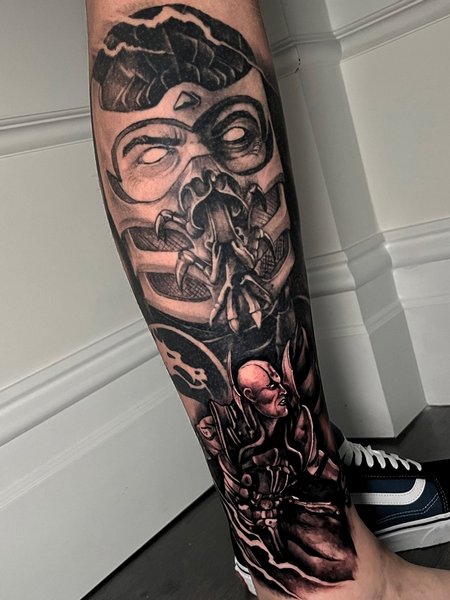 Mortal Kombat Leg Tattoo