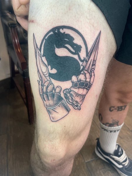 Mortal Kombat Thigh Tattoo