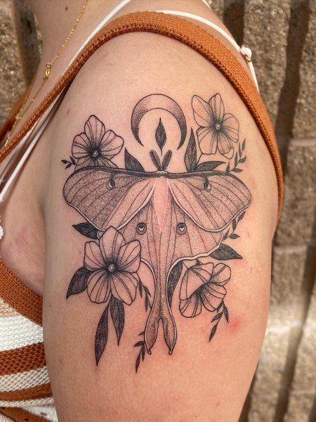 Moth Shoulder Tattoo