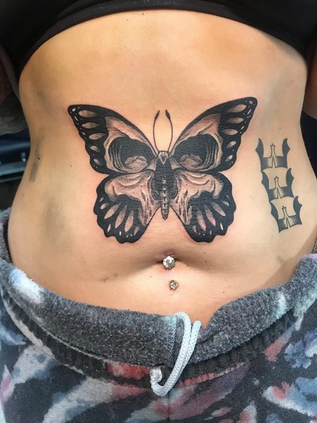 Moth Stomach Tattoo