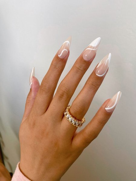 Nude And White Nails