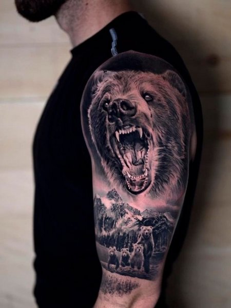 Realistic Bear Tattoo