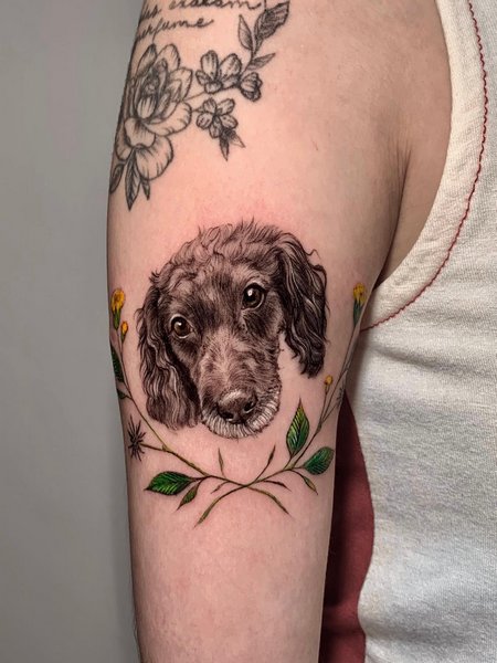 Realistic Dog Tattoo