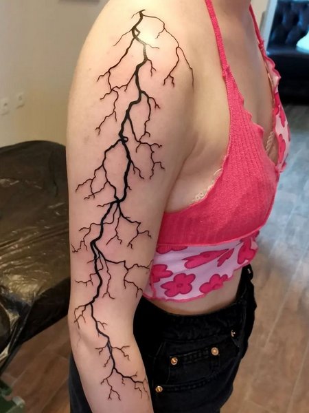 Realistic Lightning Tattoo