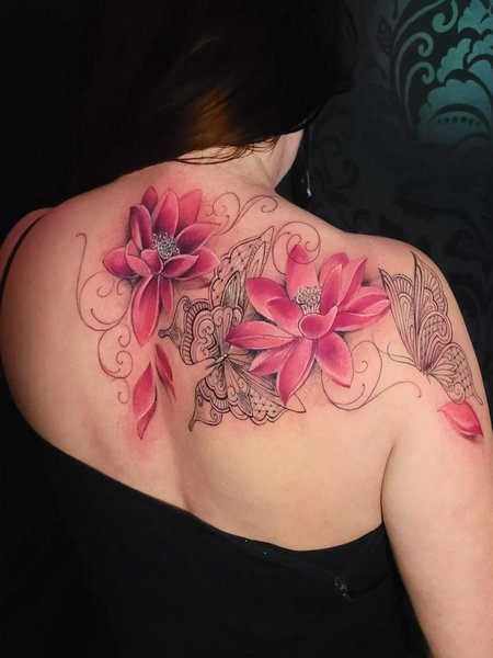 Realistic Lotus Flower Tattoo