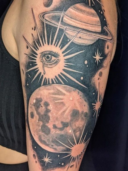 Realistic Moon Tattoo
