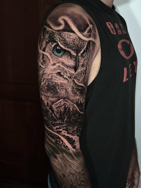 Realistic Owl Tattoo