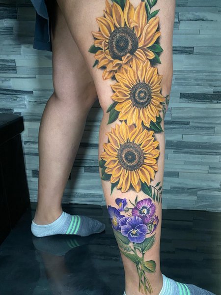 Realistic Sunflower Tattoo