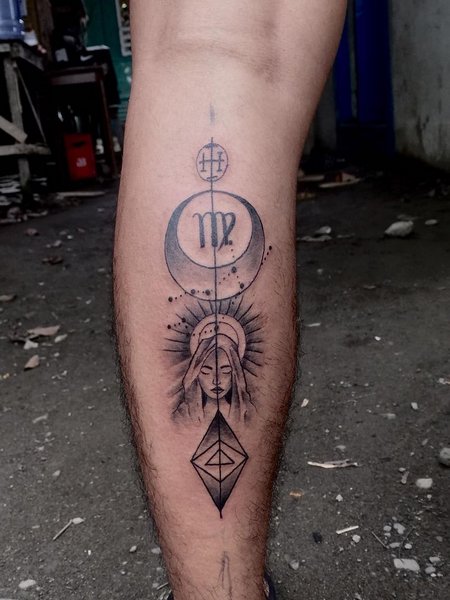 Virgo Calf Tattoo