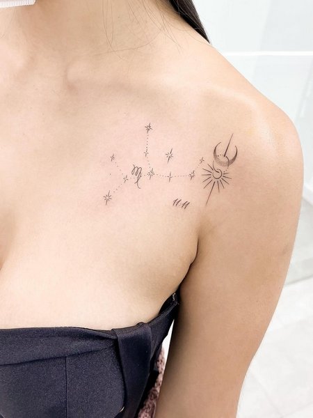 Virgo Chest Tattoo